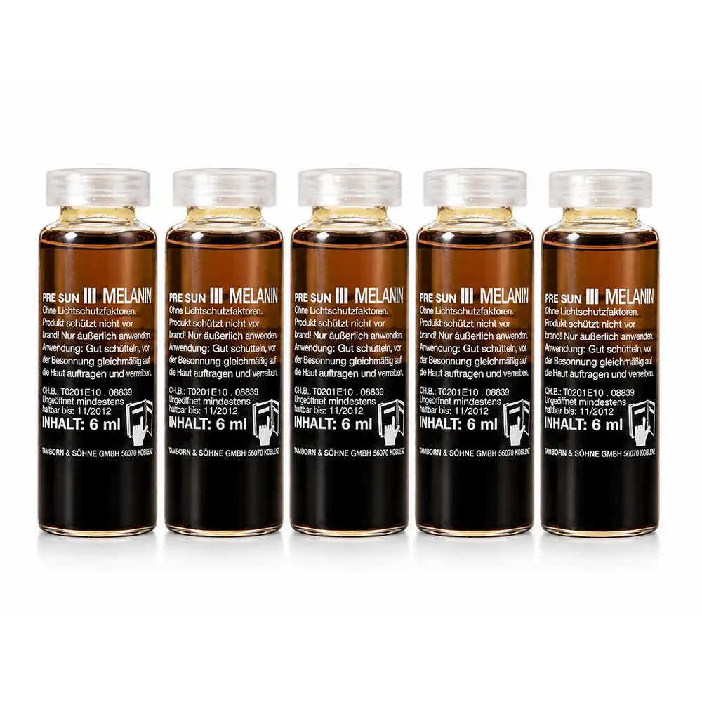 Ampolas Aceleradoras de Bronzeado Pré-Solário Pre Sun III Melanin  | Pack 5