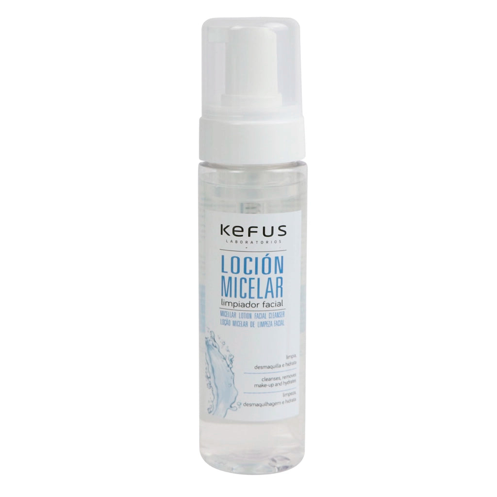 Embalagem de 200ml de Espuma Micelar Facial Kefus, mousse desmaquilhante e de limpeza profunda.
