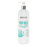 Loção corporal hidratante de Aloe Vera Kefus em embalagem de 500ml com doseador.