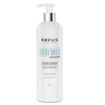 Body Milk Hidratante Kefus para peles sensíveis e reativas, embalagem de 500ml com doseador.