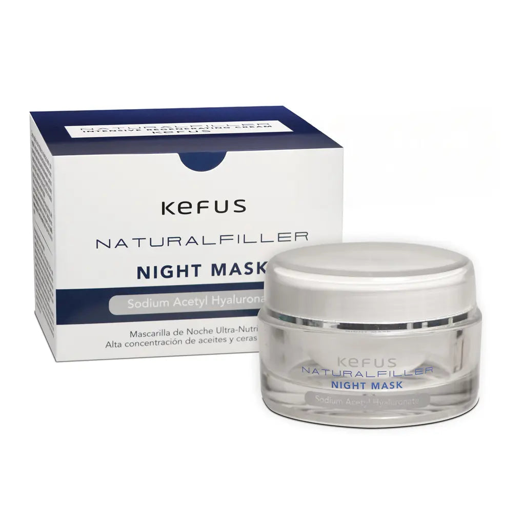 Máscara facial noturna Kefus Natural Filler de 100ml para preenchimento de rugas e hidratação noturna profunda.